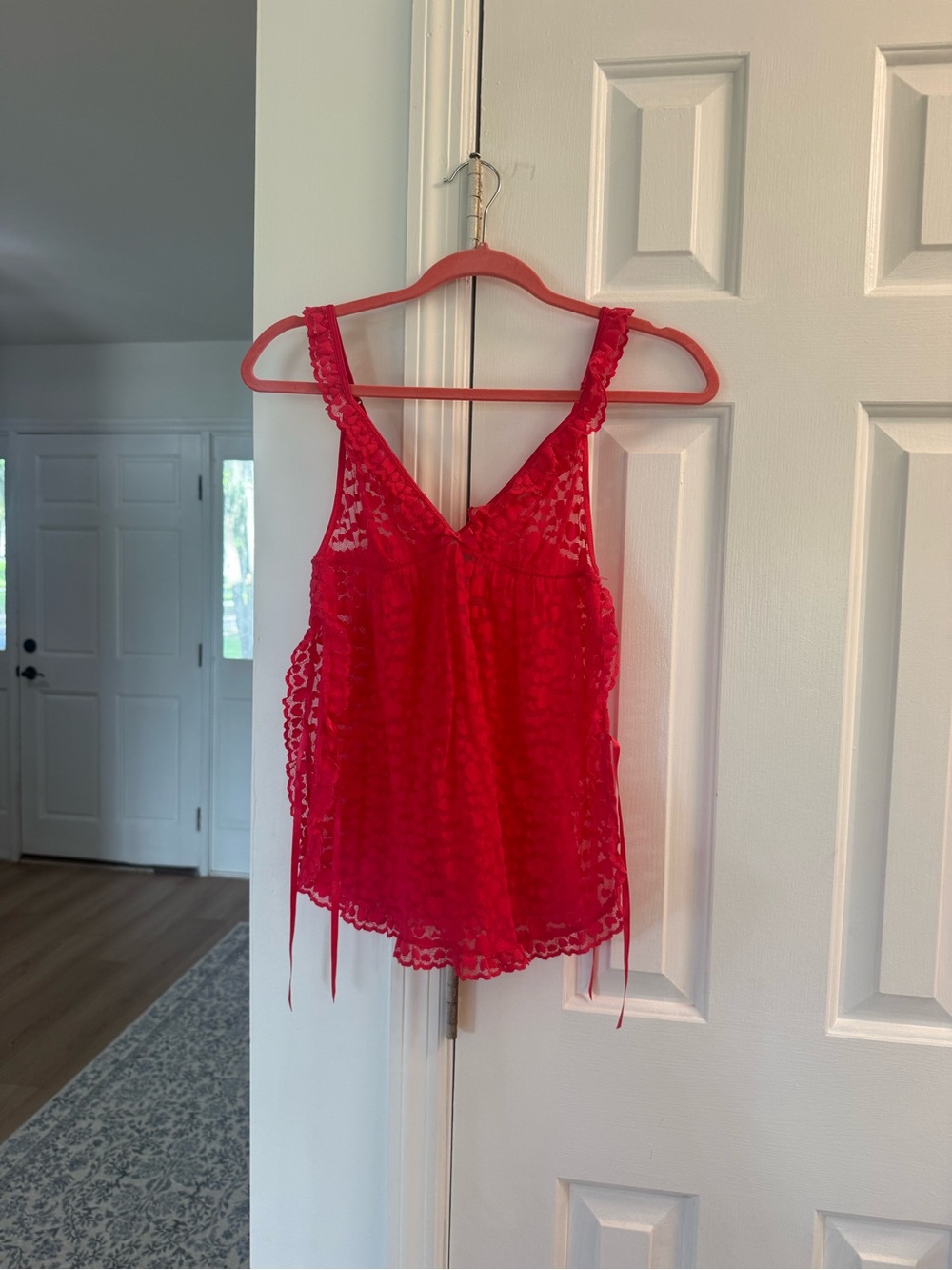 Victoria's Secret Red Lace V-Neck Camisole